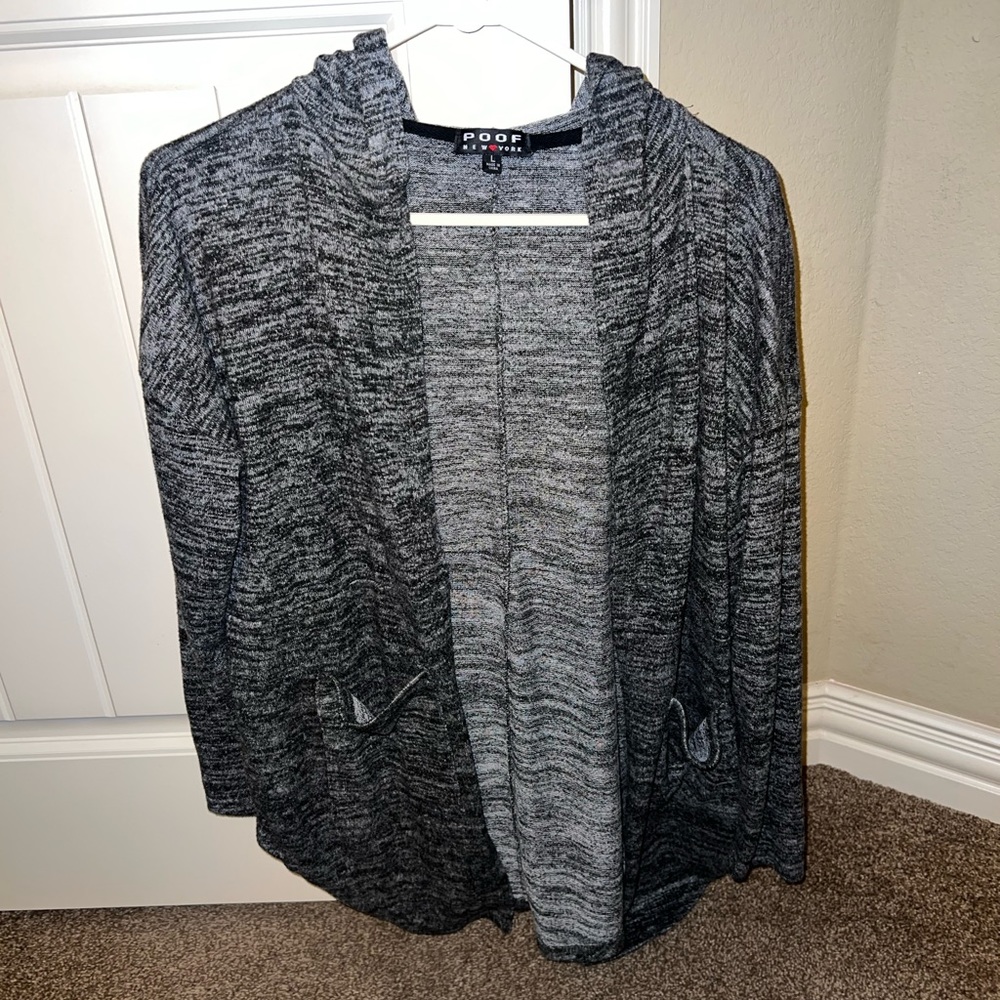 Poof! Long sleeved cardigan with hood